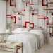 Wallpaper Concrete, red frames and white knobs 89657 additionalThumb 3