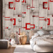 Wallpaper Concrete, red frames and white knobs 89657