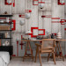 Wallpaper Concrete, red frames and white knobs 89657 additionalThumb 4