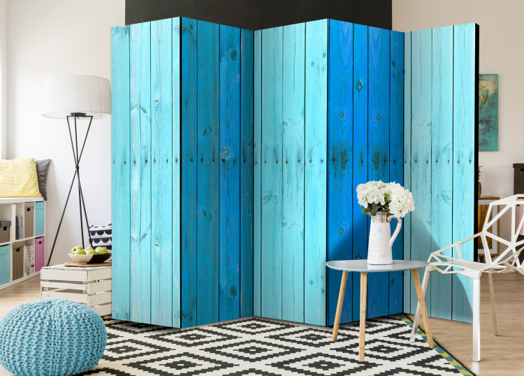 Room Divider Screen Blue Planks II - texture with light blue wooden planks 95257 additionalImage 4