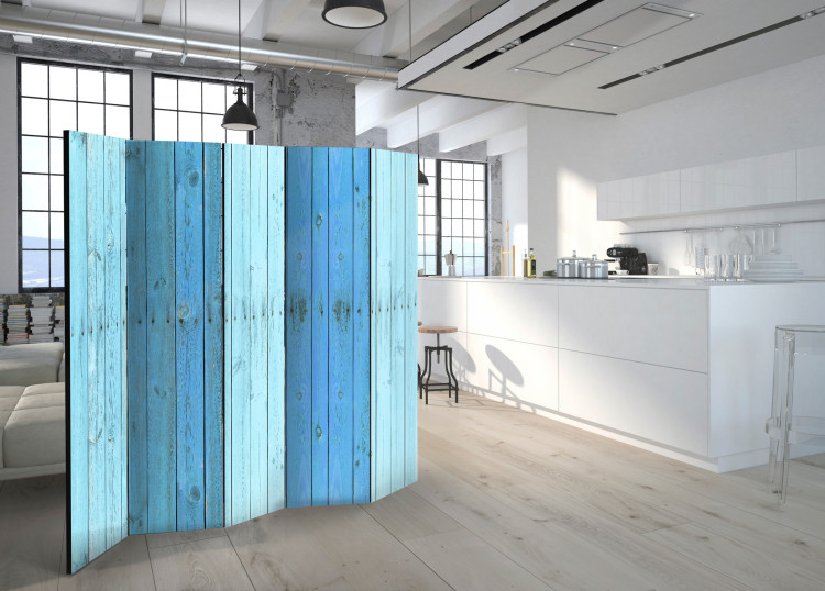 Room Divider Screen Blue Planks II - texture with light blue wooden planks 95257 additionalImage 2