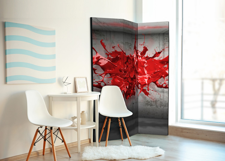 Room Divider Screen Red Blotch - red abstraction in the form of illusion on a concrete background 95657 additionalImage 4