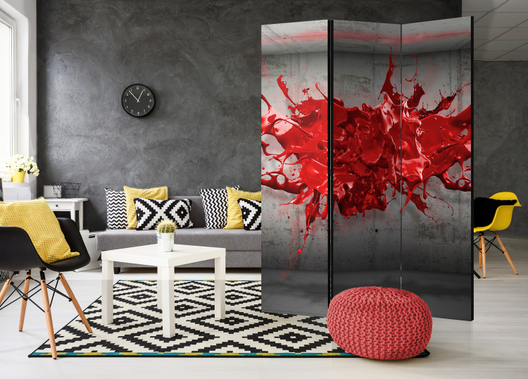 Room Divider Screen Red Blotch - red abstraction in the form of illusion on a concrete background 95657 additionalImage 2