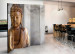 Folding Screen Buddha II - Buddha in wooden texture on gray background in Zen motif 97357 additionalThumb 2