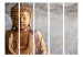 Folding Screen Buddha II - Buddha in wooden texture on gray background in Zen motif 97357 additionalThumb 3