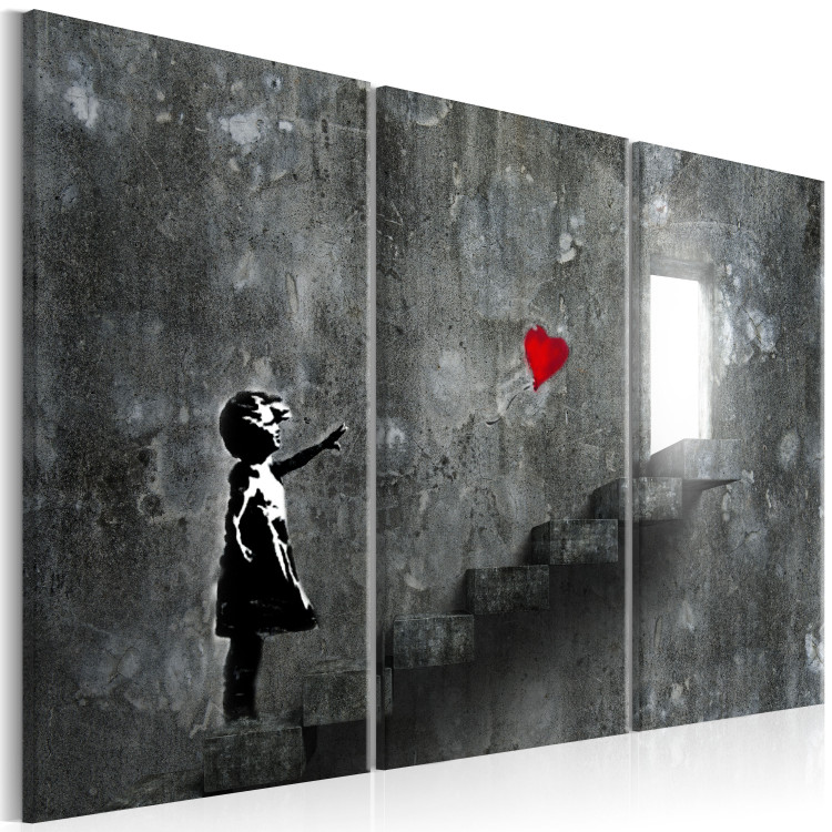 Canvas Banksy: Girl with Balloon - Urban Graffiti with Heart and Stairs 97557 additionalImage 2