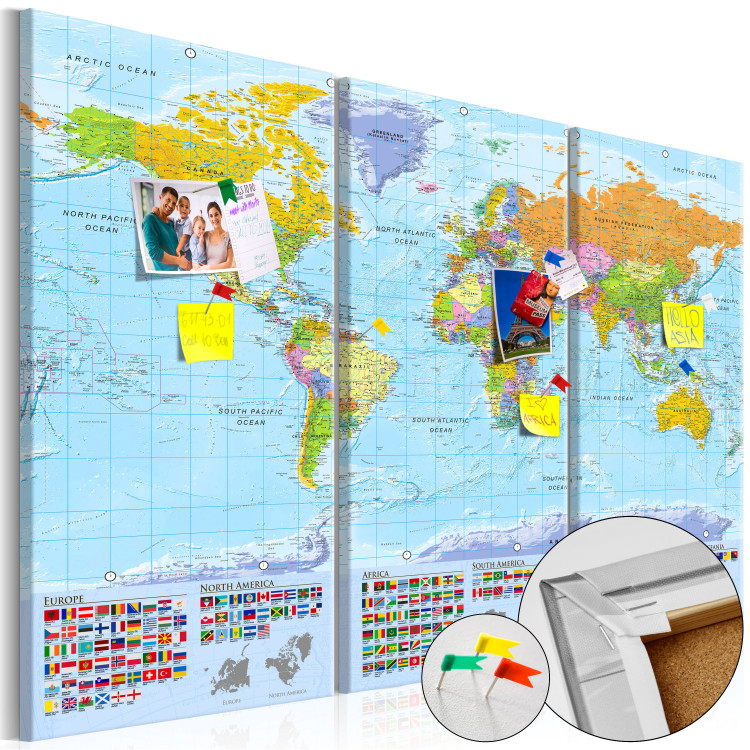 Decorative Pinboard World: Colourful Map II [Cork Map] 98057