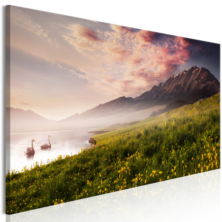Canvas Lake Sayram (1-part) Narrow - Meadow Landscape with Mountain View 108467 additionalImage 2