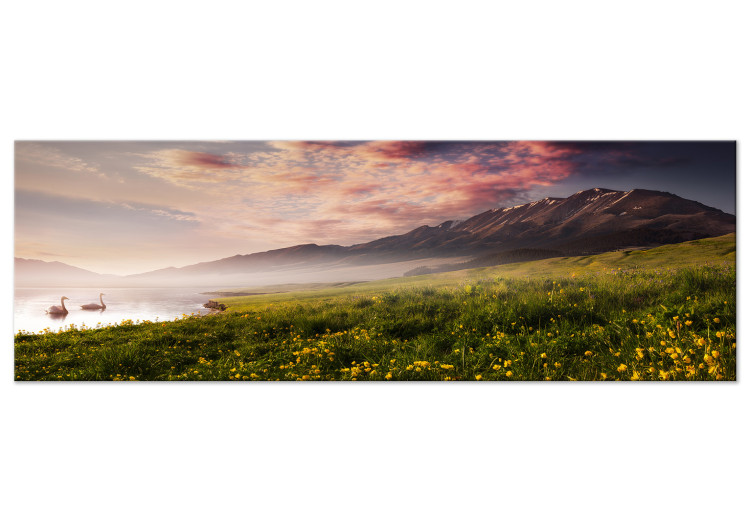 Canvas Lake Sayram (1-part) Narrow - Meadow Landscape with Mountain View 108467