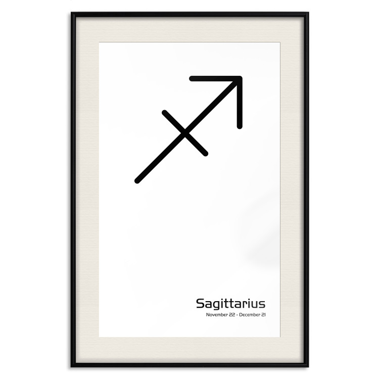 Poster Sagittarius - simple black and white composition with zodiac sign and text 117067 additionalImage 23