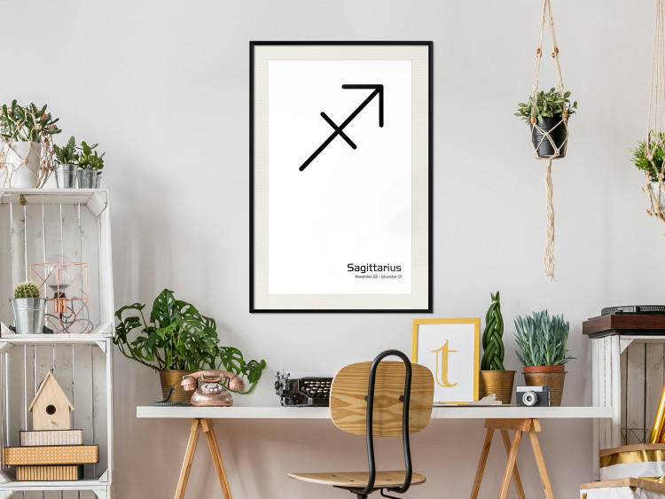 Poster Sagittarius - simple black and white composition with zodiac sign and text 117067 additionalImage 22