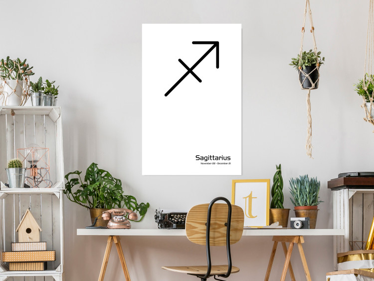 Poster Sagittarius - simple black and white composition with zodiac sign and text 117067 additionalImage 14