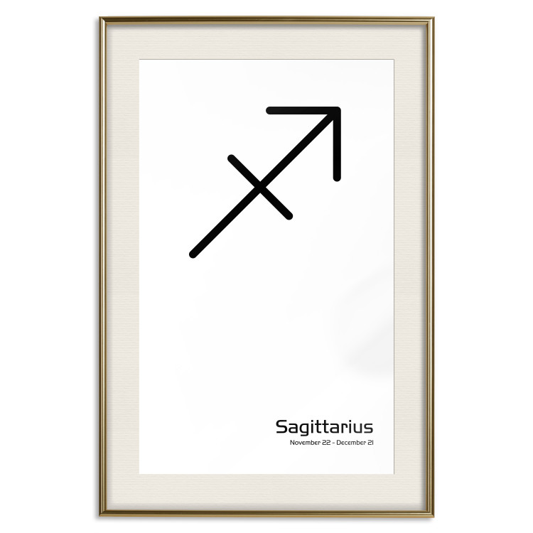 Poster Sagittarius - simple black and white composition with zodiac sign and text 117067 additionalImage 24