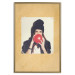 Poster Photo Portrait - figure of a young woman blowing a balloon against a cardboard background 117467 additionalThumb 20