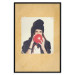 Poster Photo Portrait - figure of a young woman blowing a balloon against a cardboard background 117467 additionalThumb 24