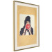Poster Photo Portrait - figure of a young woman blowing a balloon against a cardboard background 117467 additionalThumb 2