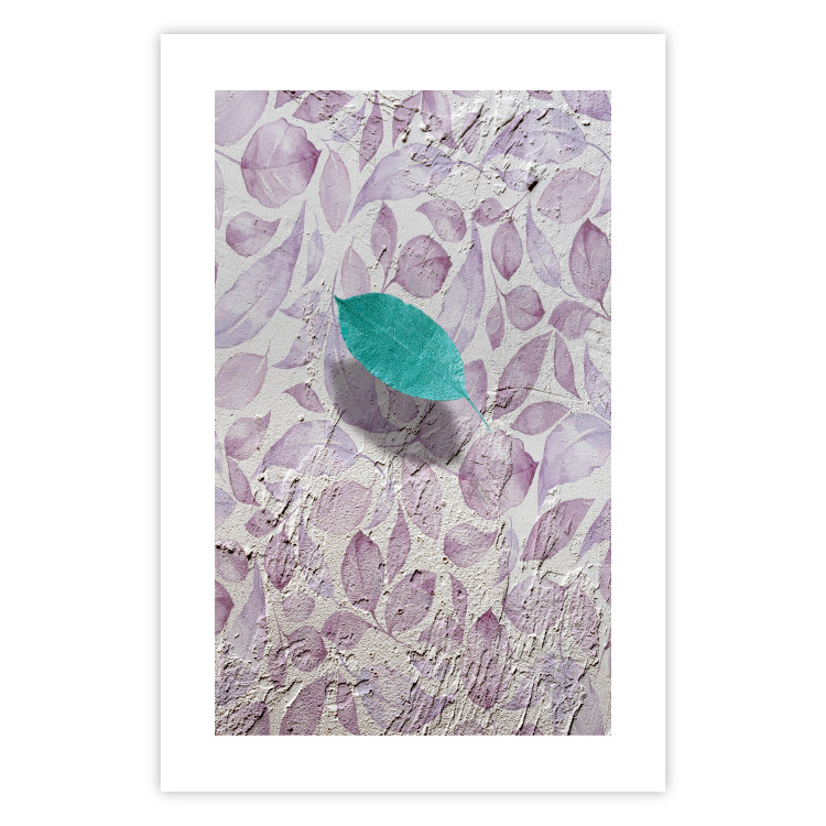 Wall Poster Whisper of Space - turquoise-pink botanical composition with leaves 118267 additionalImage 25