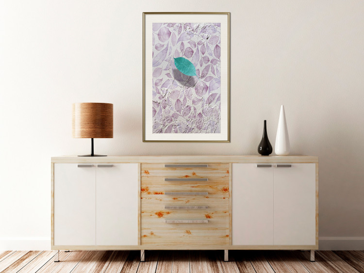 Wall Poster Whisper of Space - turquoise-pink botanical composition with leaves 118267 additionalImage 21
