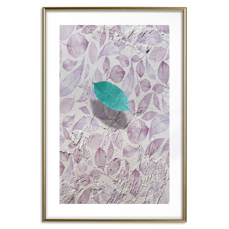 Wall Poster Whisper of Space - turquoise-pink botanical composition with leaves 118267 additionalImage 16