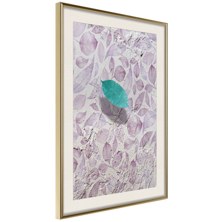 Wall Poster Whisper of Space - turquoise-pink botanical composition with leaves 118267 additionalImage 2