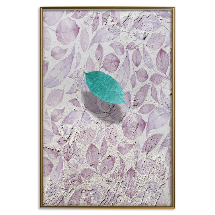 Wall Poster Whisper of Space - turquoise-pink botanical composition with leaves 118267 additionalImage 20