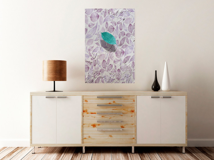 Wall Poster Whisper of Space - turquoise-pink botanical composition with leaves 118267 additionalImage 17