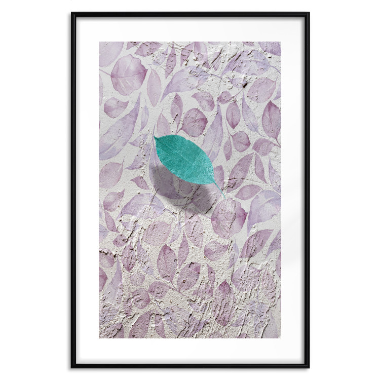 Wall Poster Whisper of Space - turquoise-pink botanical composition with leaves 118267 additionalImage 15