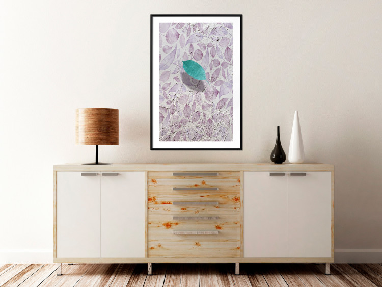 Wall Poster Whisper of Space - turquoise-pink botanical composition with leaves 118267 additionalImage 12