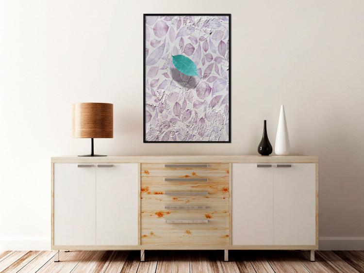 Wall Poster Whisper of Space - turquoise-pink botanical composition with leaves 118267 additionalImage 6