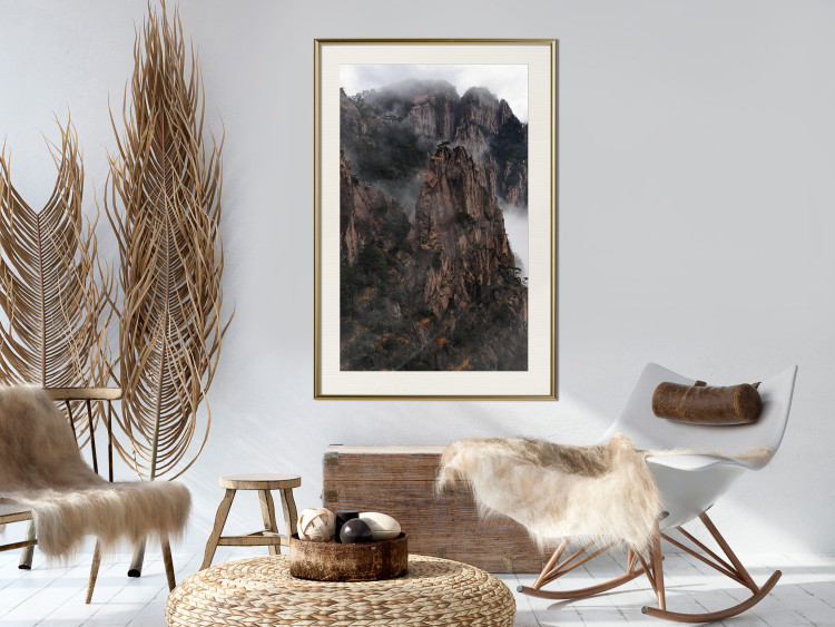 Poster High Mountains - landscape with a view of mountain peaks in dense fog 118467 additionalImage 21