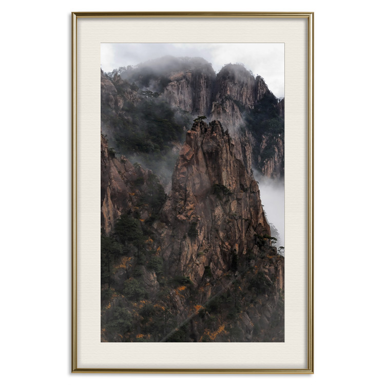 Poster High Mountains - landscape with a view of mountain peaks in dense fog 118467 additionalImage 19