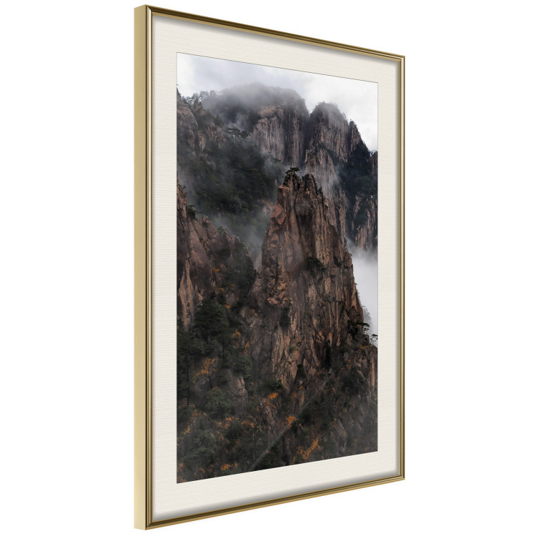 Poster High Mountains - landscape with a view of mountain peaks in dense fog 118467 additionalImage 2