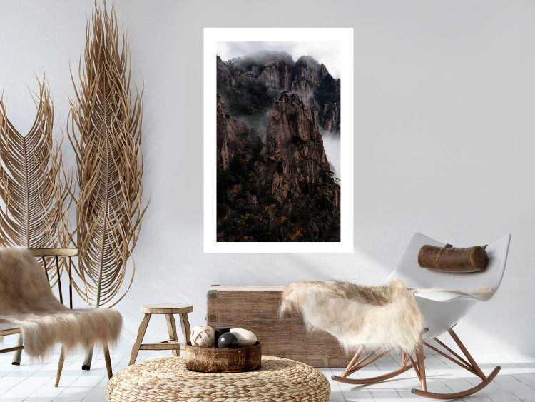 Poster High Mountains - landscape with a view of mountain peaks in dense fog 118467 additionalImage 4