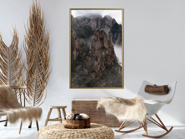 Poster High Mountains - landscape with a view of mountain peaks in dense fog 118467 additionalImage 7