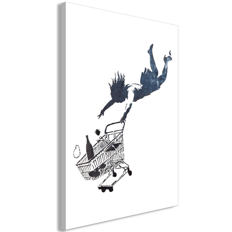 Canvas Art Print Fly away shopping - minimalist Banksy style graphics 118667 additionalImage 2