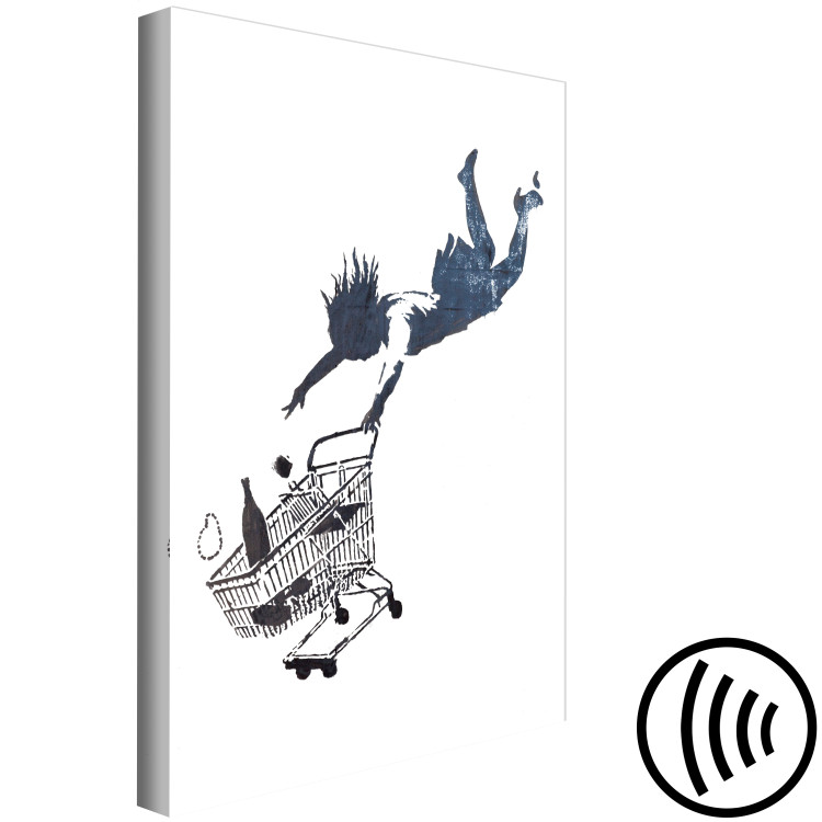 Canvas Art Print Fly away shopping - minimalist Banksy style graphics 118667 additionalImage 6