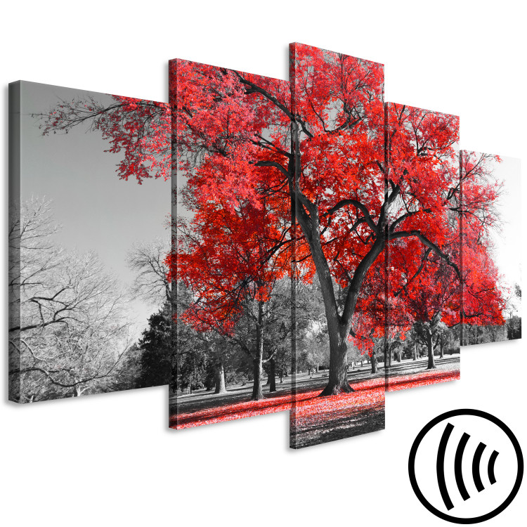 Canvas Autumn in the Park (5 Parts) Wide Red 122767 additionalImage 6