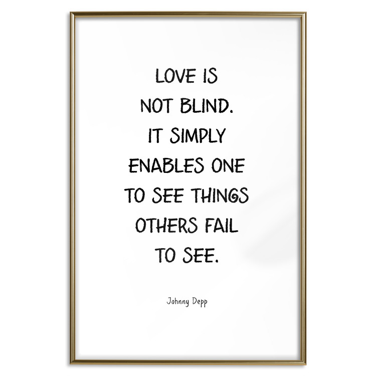 Wall Poster Love Is Not Blind - black English texts on a white background 122867 additionalImage 16