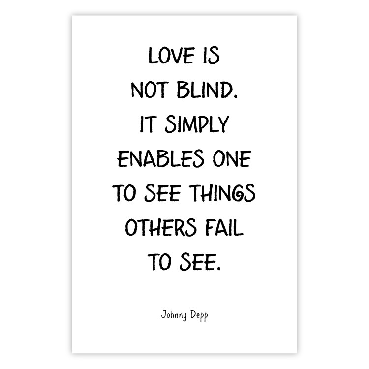 Wall Poster Love Is Not Blind - black English texts on a white background 122867