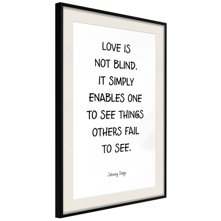Wall Poster Love Is Not Blind - black English texts on a white background 122867 additionalImage 3