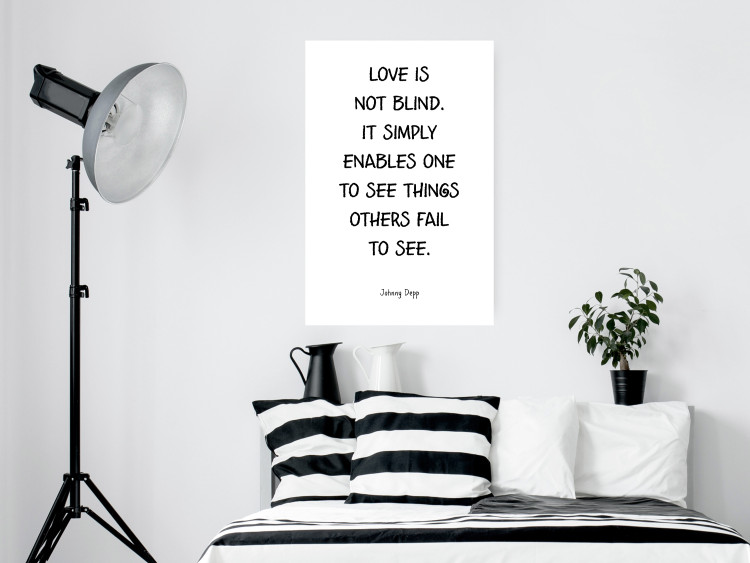 Wall Poster Love Is Not Blind - black English texts on a white background 122867 additionalImage 23