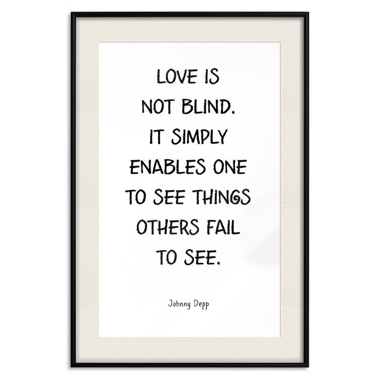 Wall Poster Love Is Not Blind - black English texts on a white background 122867 additionalImage 18