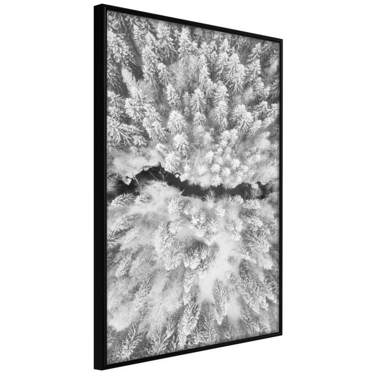 Poster Cold Stream - black and white winter landscape of a snow-covered forest 123367 additionalImage 10