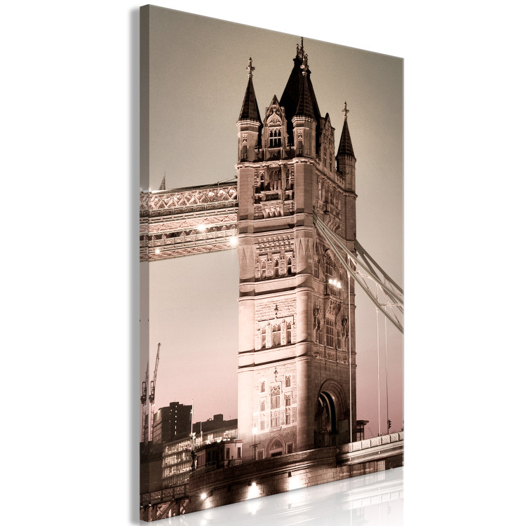 Canvas Art Print Tower of Tower Bridge - photo of London architecture in night light 123867 additionalImage 2