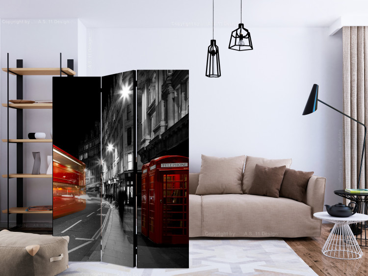 Folding Screen Night Fever (3-piece) - London architecture in night colors 124167 additionalImage 4