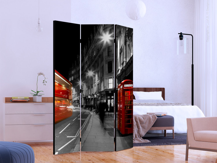 Folding Screen Night Fever (3-piece) - London architecture in night colors 124167 additionalImage 2