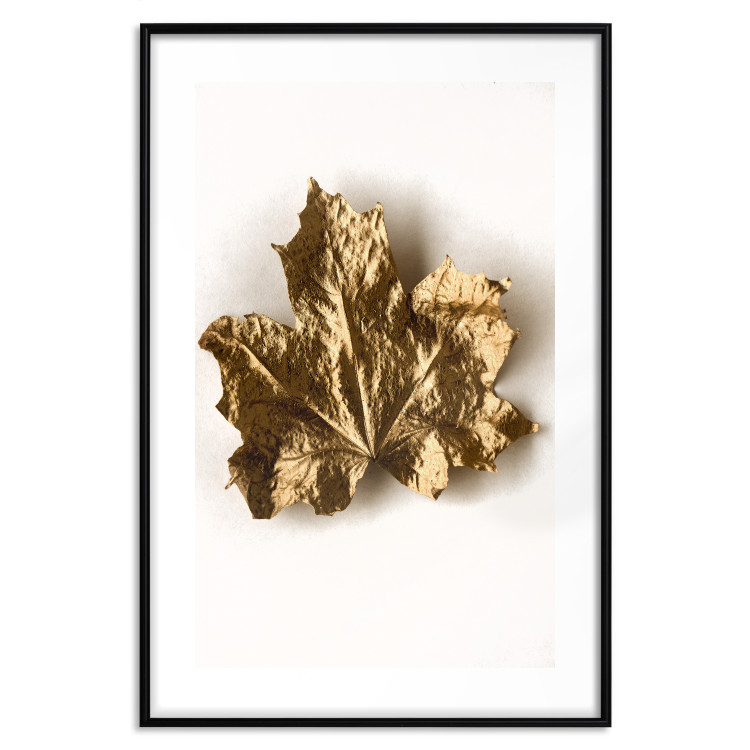 Poster Golden Maple - leaf covered with a thin layer of gold lying on white background 124967 additionalImage 19