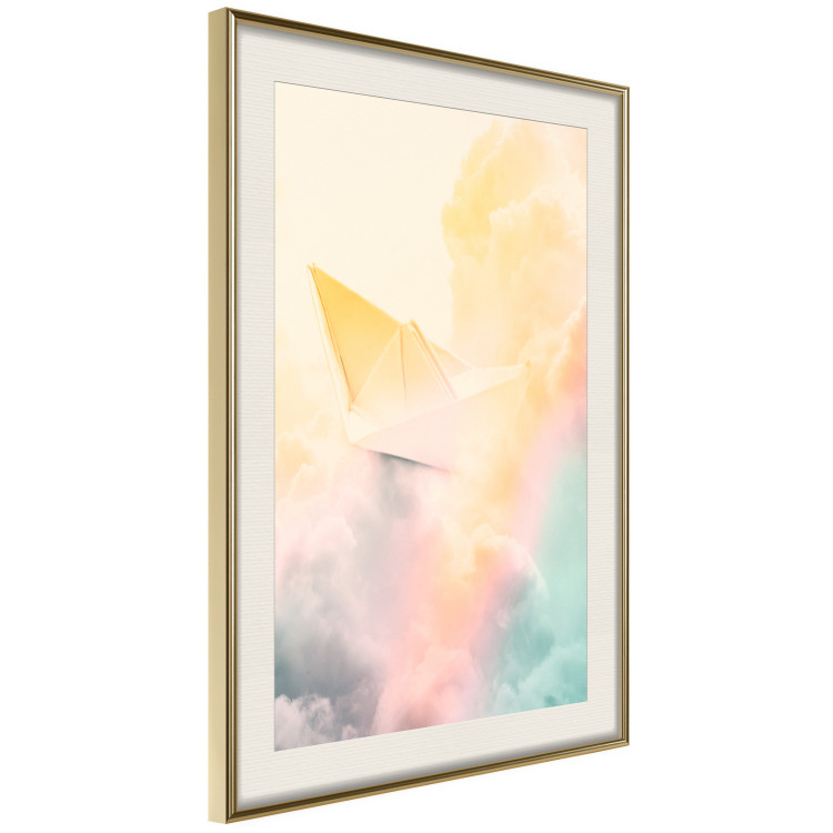 Wall Poster Origami - paper boat in cloud of clouds in a colorful rainbow motif 125667 additionalImage 2