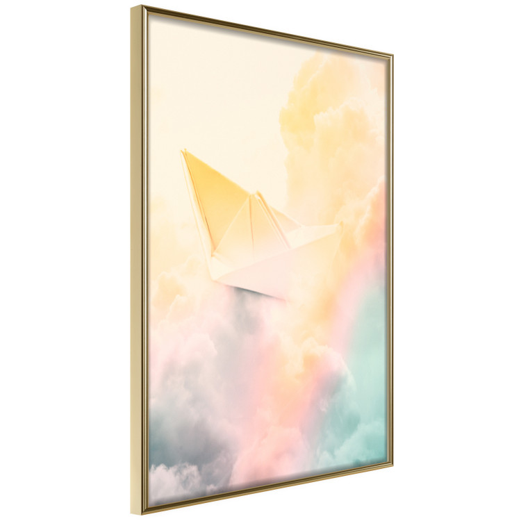 Wall Poster Origami - paper boat in cloud of clouds in a colorful rainbow motif 125667 additionalImage 14