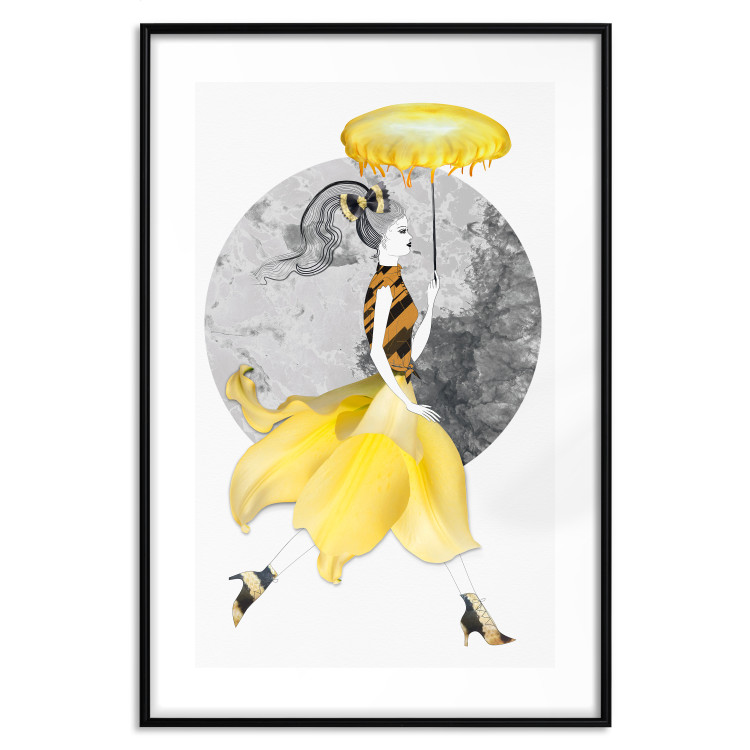 Poster Running Girl - abstract female figure in yellow skirt 127867 additionalImage 15